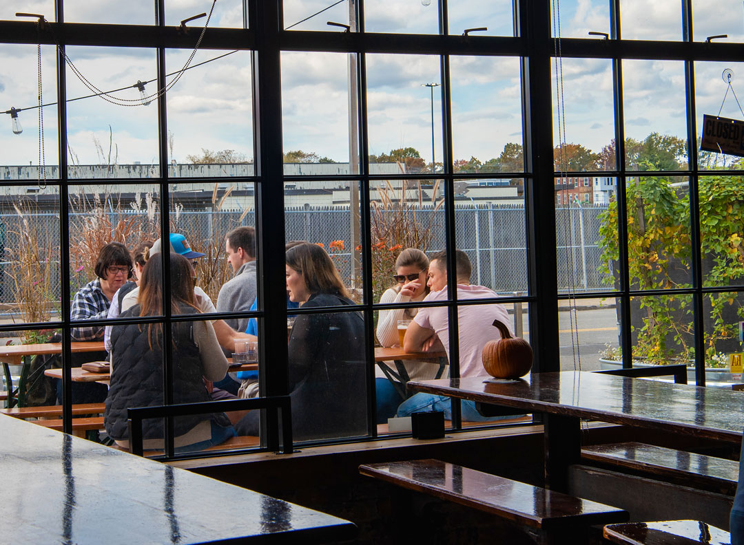 People eating outside